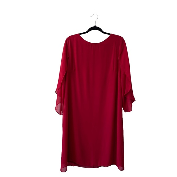 COLDWATER CREEK BURGUNDY SHIFT CHIFFON DRESS - Picture 11 of 11
